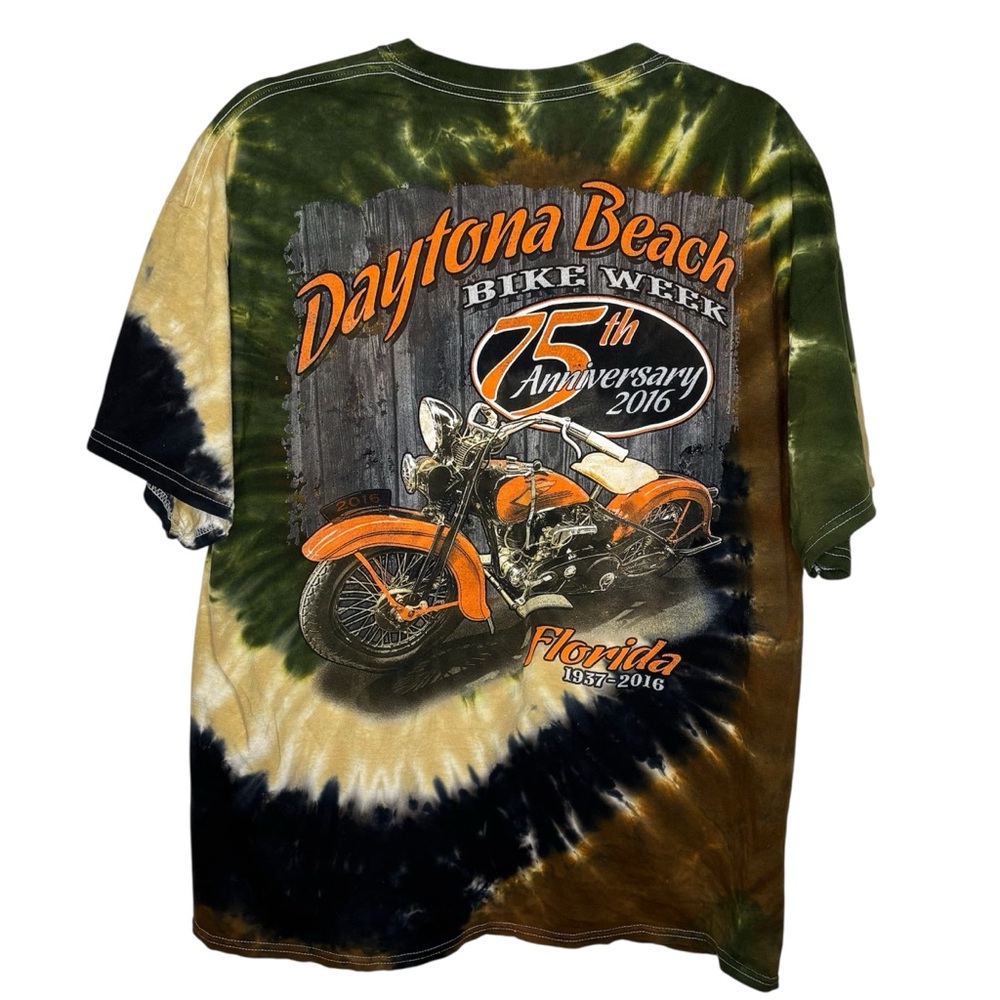 Official 75th Anniversary Daytona Beach Bike Week 2016 Tie Dye T-Shirt Men’s XL